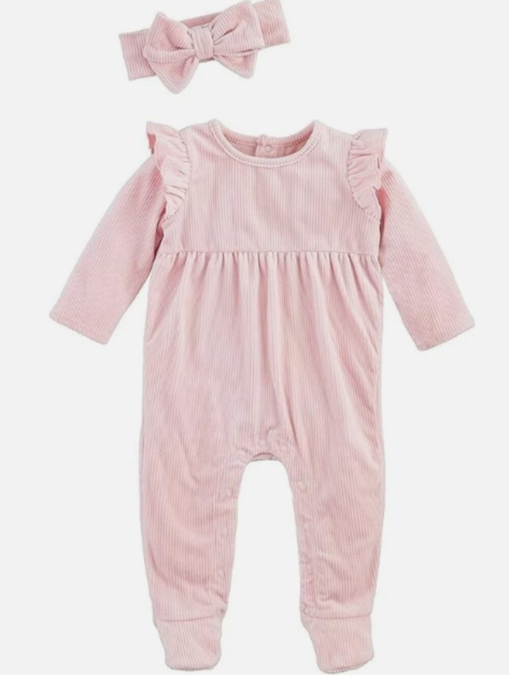 Mud Pie Pink Velour Outfit with Matching Headband